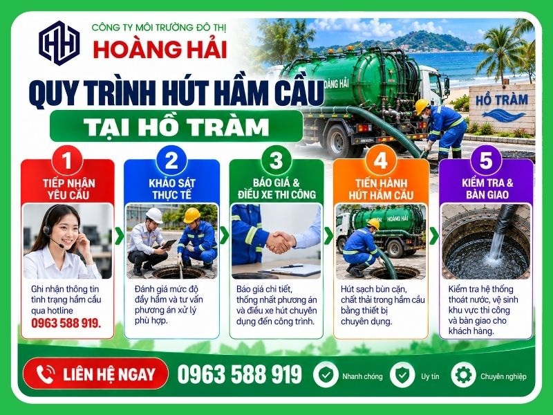 Quy trình 5 bước hút hầm cầu tại Phường Hồ Tràm