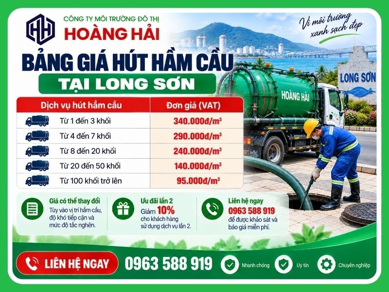 Bảng giá hút hầm cầu tại Long Sơn mới nhất 