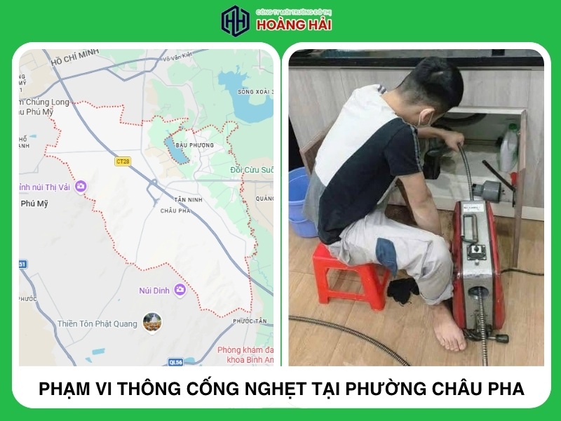 Phạm vi phục vụ thông cống nghẹt tại Phường Châu Pha