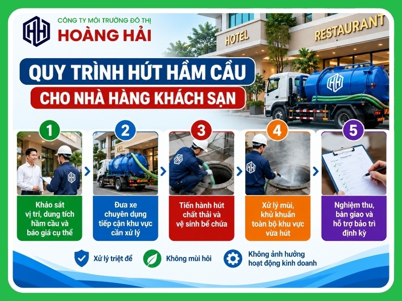 Quy trình 5 bước hút hầm cầu cho nhà hàng khách sạn