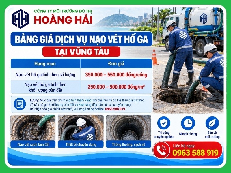 Bảng giá dịch vụ nạo vét hố ga tại Vũng Tàu mới nhất