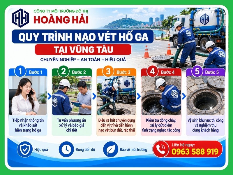 Quy trình 5 bước nạo vét hố ga tại Vũng Tàu