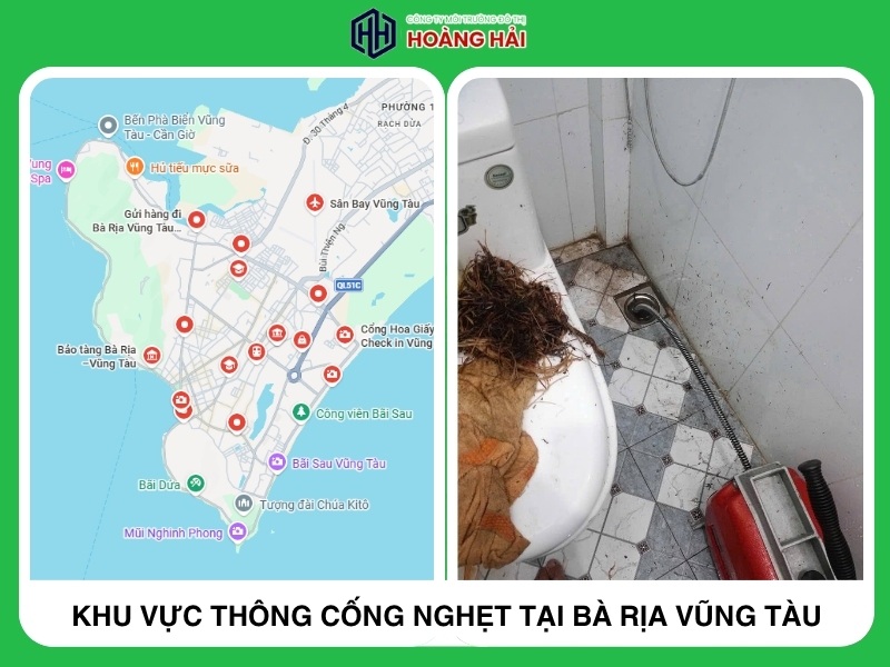 Khu vực phục vụ thông cống nghẹt khu công nghiệp tại Bà Rịa Vũng Tàu