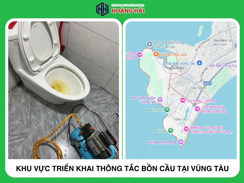 Khu vực triển khai thông tắc bồn cầu tại Vũng Tàu