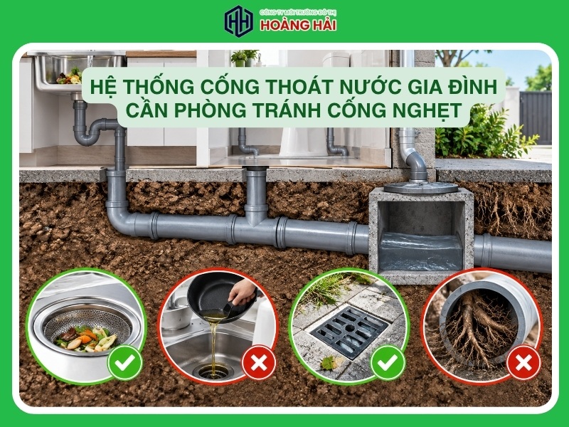 hệ thống cống thoát nước gia đình cần phòng tránh cống nghẹt